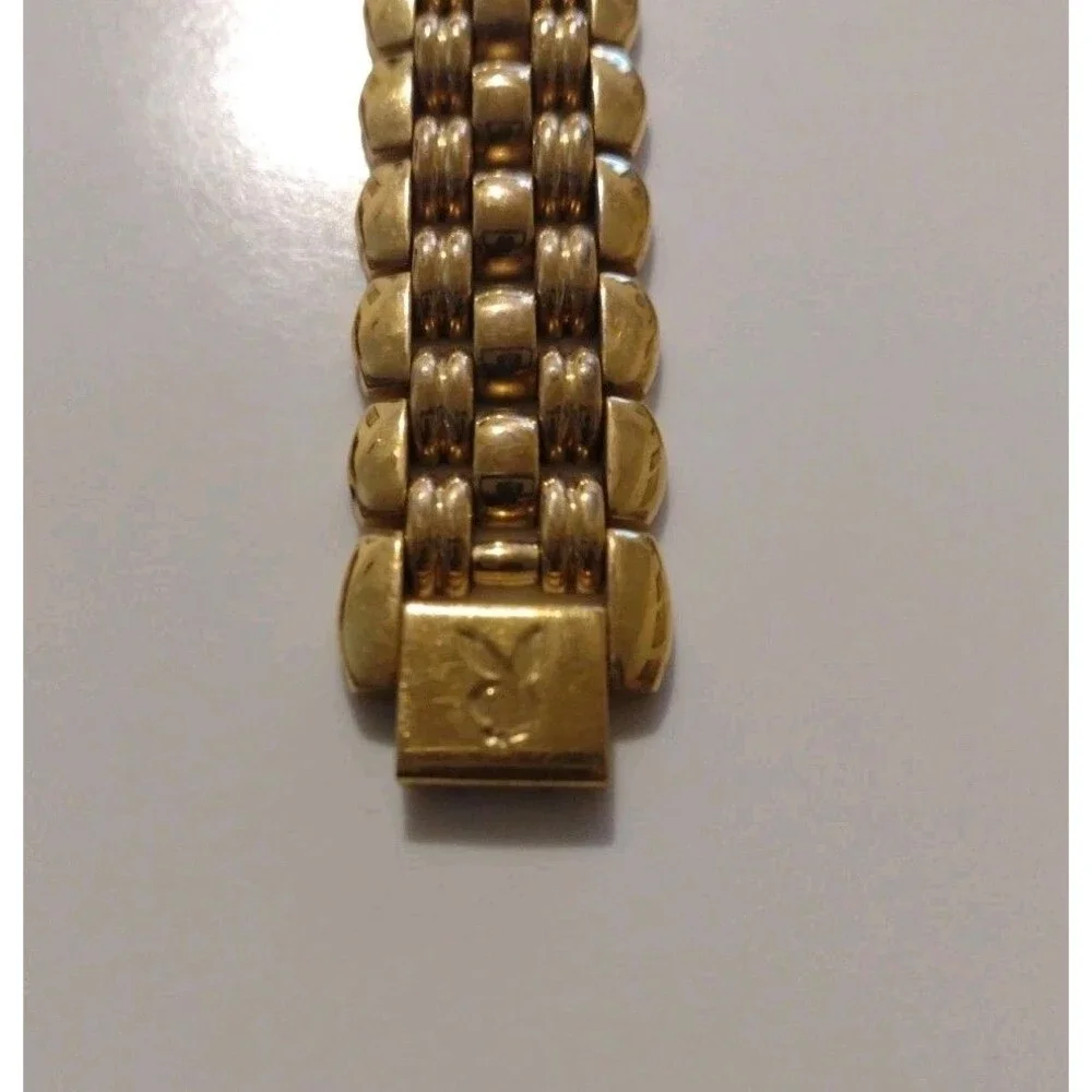 Vintage Playboy Gold Tone Time Force Swiss Watch Womens 20mm Quartz